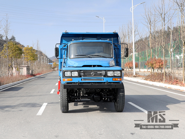 Синий самосвал Dongfeng 4*4 мощностью 170 л.с._Однорядный самосвал с остроконечной головкой. Конверсия карьерных самосвалов. Производитель_Экспорт специального автомобиля.