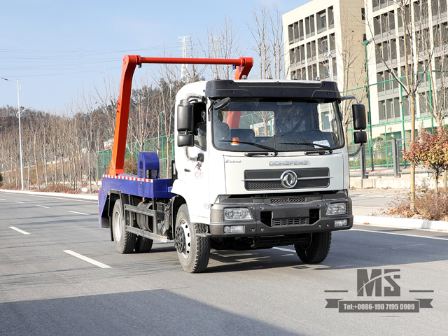 4*2 Dongfeng Мусоровоз с поворотным рычагом_ Мусоровоз с однорядной кабиной и заостренной головкой мощностью 190 л.с. Санитарный грузовик на продажу_Специальный автомобиль для экспорта 