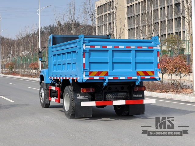 Синий самосвал Dongfeng 4*4 мощностью 170 л.с._Однорядный самосвал с остроконечной головкой. Конверсия карьерных самосвалов. Производитель_Экспорт специального автомобиля.