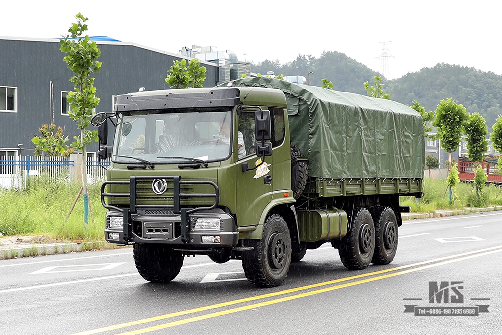 Шестиколесный грузовой автомобиль Dongfeng мощностью 210 л.с._6*6 Армейский зеленый грузовик с плоской головкой и тентом на бампере Производитель_Dongfeng 6WD Export Special Vehicle