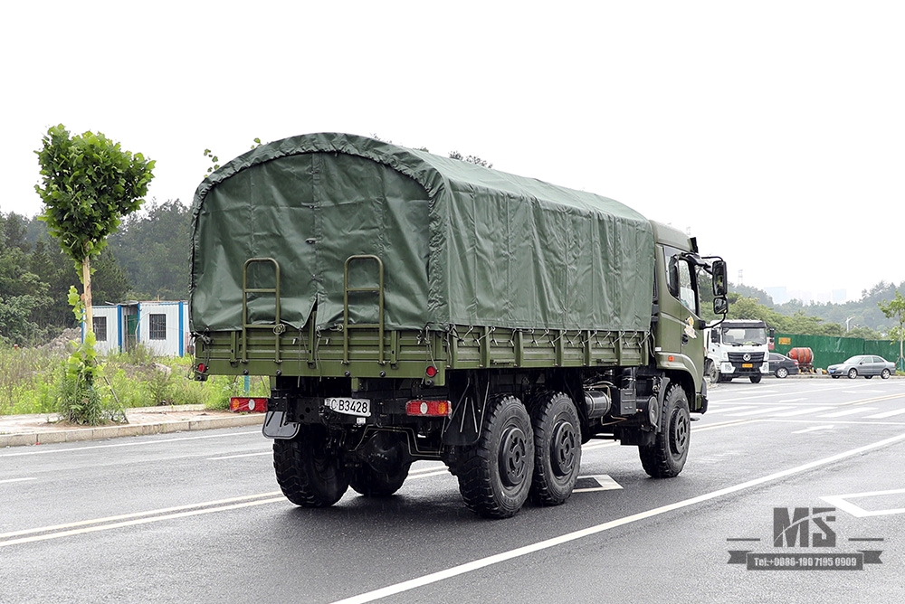 Шестиколесный грузовой автомобиль Dongfeng мощностью 210 л.с._6*6 Армейский зеленый грузовик с плоской головкой и тентом на бампере Производитель_Dongfeng 6WD Export Special Vehicle