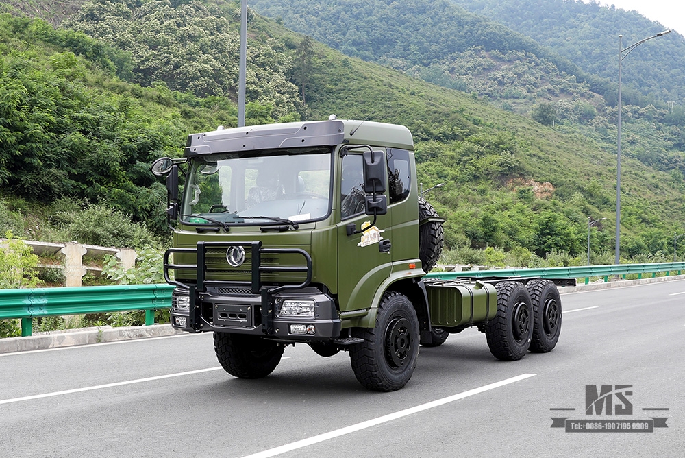 Продажа шестиколесного шасси Dongfeng мощностью 210 л.с._Шасси для грузовых автомобилей 6*6 Army Green с плоской головкой, версия производителя_Шасси для экспортных специальных автомобилей Dongfeng