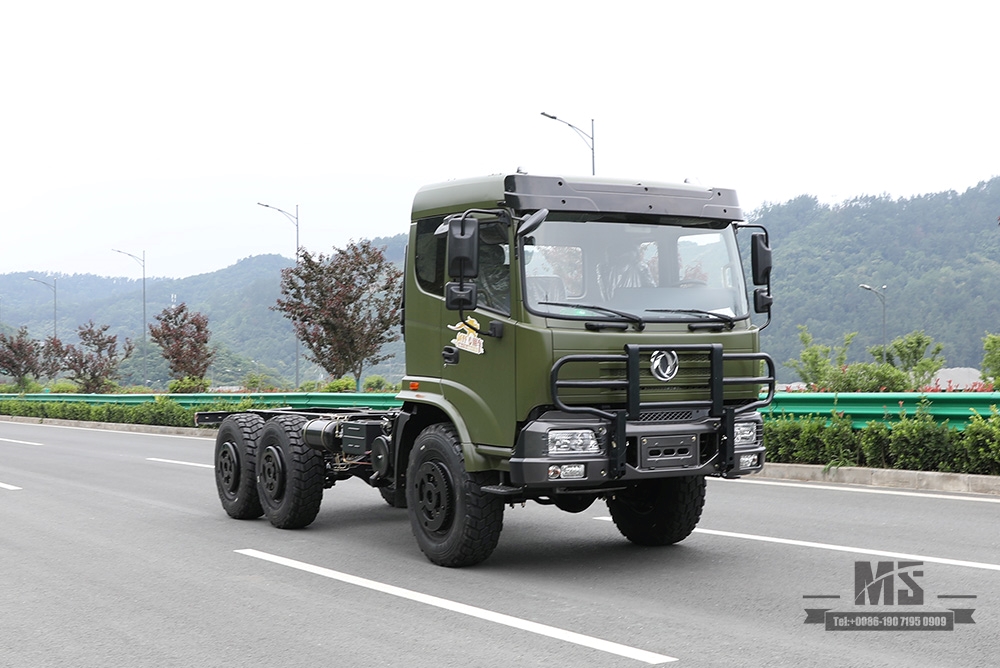 Продажа шестиколесного шасси Dongfeng мощностью 210 л.с._Шасси для грузовых автомобилей 6*6 Army Green с плоской головкой, версия производителя_Шасси для экспортных специальных автомобилей Dongfeng