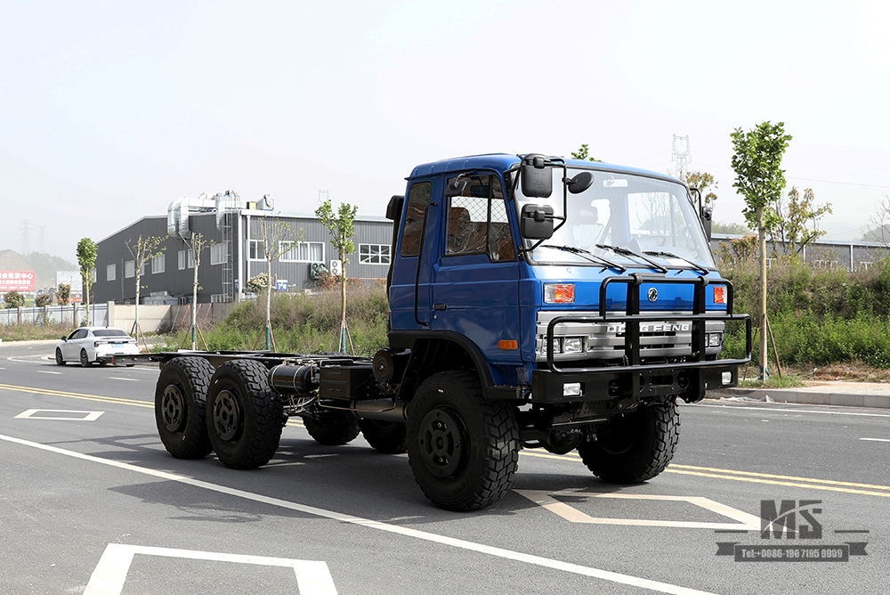 Шестиколесное шасси Dongfeng EQ2102 мощностью 210 л.с._6×6 Синий 153 Полуторная кабина Внедорожное шасси_Dongfeng 6WD Шасси грузового автомобиля Экспортное специальное грузовое шасси