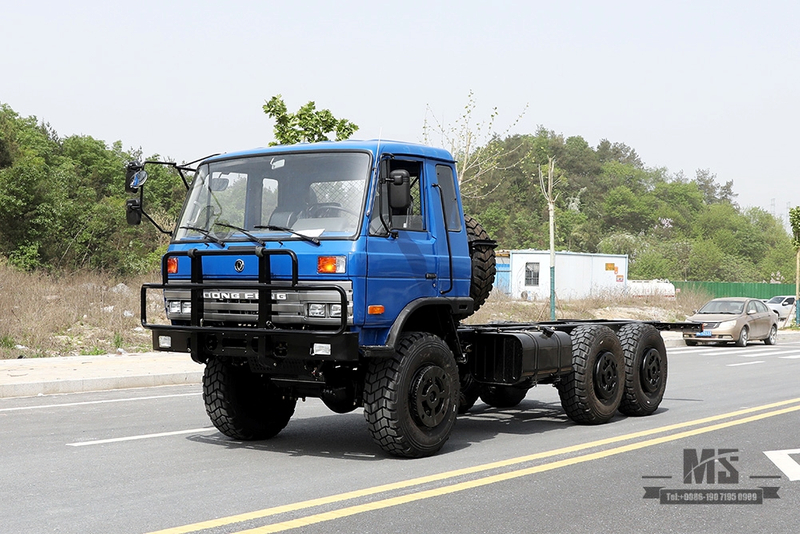 Шестиколесное шасси Dongfeng EQ2102 мощностью 210 л.с._6×6 Синий 153 Полуторная кабина Внедорожное шасси_Dongfeng 6WD Шасси грузового автомобиля Экспортное специальное грузовое шасси