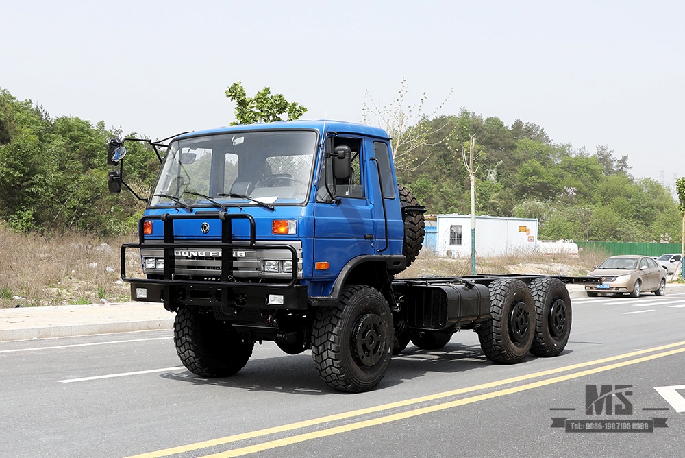 Шестиколесное шасси Dongfeng EQ2102 мощностью 210 л.с._6×6 Синий 153 Полуторная кабина Внедорожное шасси_Dongfeng 6WD Шасси грузового автомобиля Экспортное специальное грузовое шасси