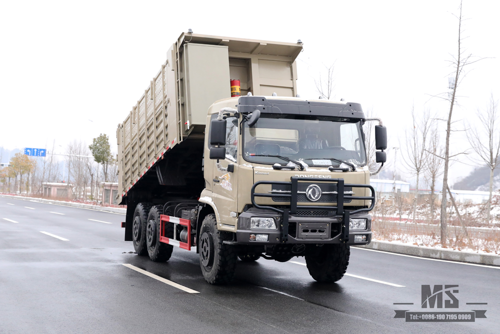 Шестиколесный самосвал Dongfeng 6 × 6 Camel Grey_Завод по переоборудованию самосвалов с плоской головкой и перегородкой в ​​кузове грузового автомобиля_Специальный экспортный автомобиль