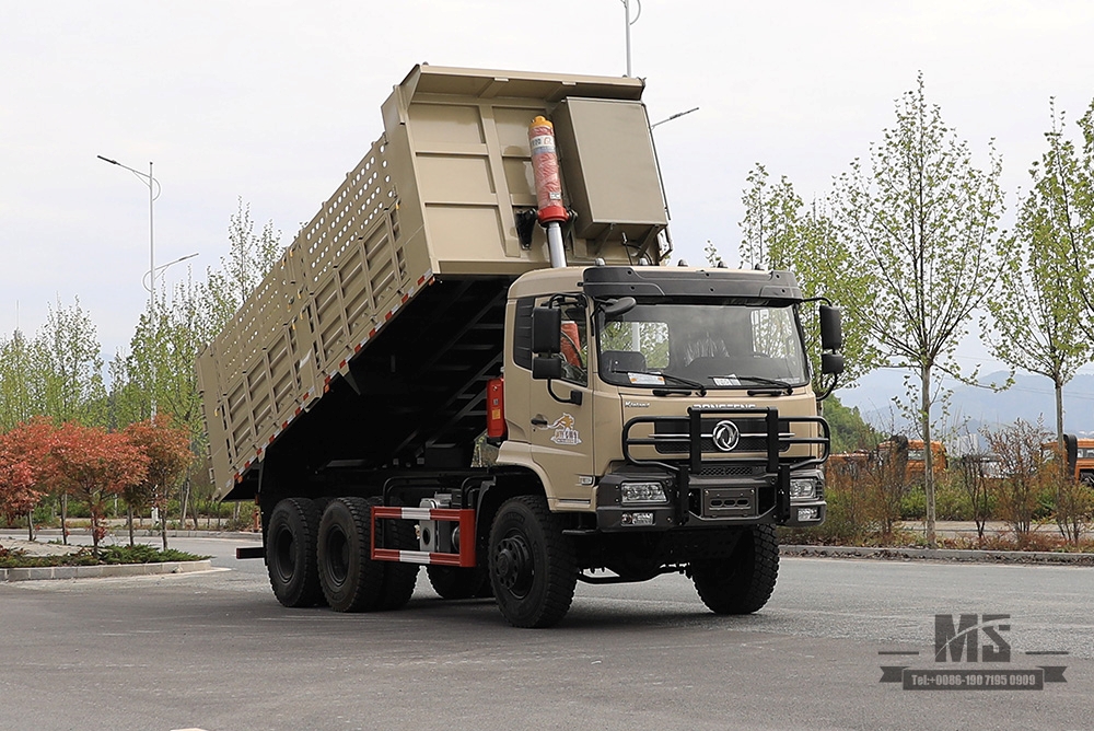 Специальный внедорожный самосвал Dongfeng 6×6 мощностью 260 л.с._Шестиколесный трехосный двухколесный карьерный самосвал с задним расположением колес_Индивидуальный 7-тонный/13-тонный погрузчик_Экспортный специальный автомобиль