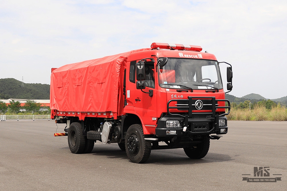 Пожарный бортовой грузовик Dongfeng 4*2 мощностью 210 л.с./300 л.с. _ Спасательный прицеп с плоской головкой_Экспортный специальный автомобиль