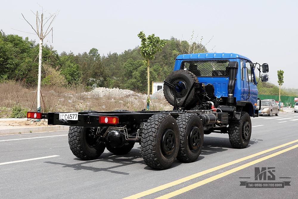 Шестиколесное шасси Dongfeng EQ2102 мощностью 210 л.с._6×6 Синий 153 Полуторная кабина Внедорожное шасси_Dongfeng 6WD Шасси грузового автомобиля Экспортное специальное грузовое шасси