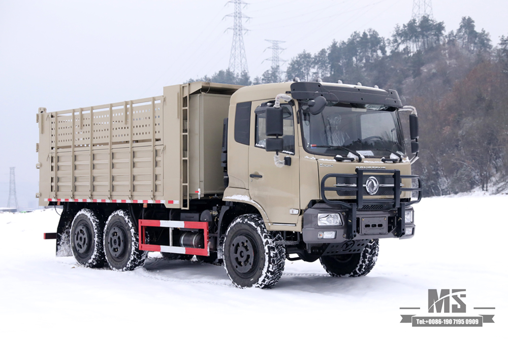 Шестиколесный самосвал Dongfeng 6 × 6_ Самосвал с грузовым коробом с плоской головкой и перегородкой 6 * 6 Внедорожный грузовик_ Экспортный специальный автомобиль