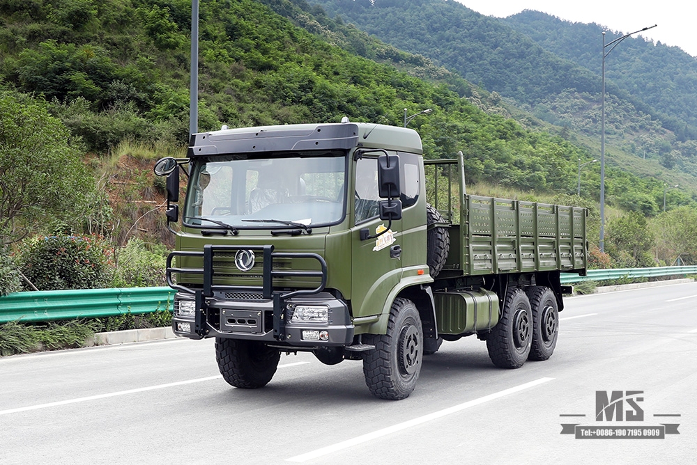 Продажа шестиколесного грузового автомобиля Dongfeng мощностью 210 л.с._6 * 6 Army Green Flathead Transport Truck с крышкой бампера Производитель_Dongfeng 6WD Export Special Vehicle