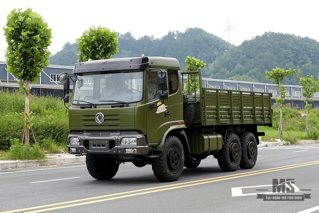 Продажа шестиколесного грузового автомобиля Dongfeng мощностью 210 л.с._6*6 Army Green Flathead Transport Truck Производитель_Dongfeng 6WD Export Special Vehicle Factory