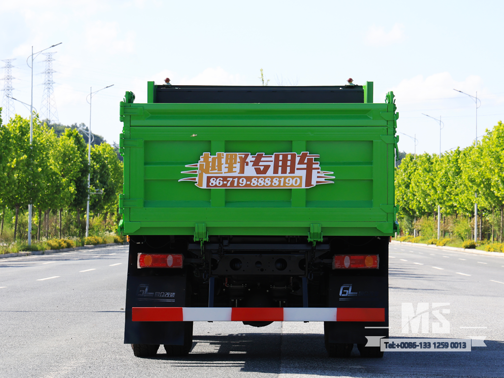 Dongfeng 10-тонный полноприводный светло-зеленый самосвал с плоским носом (170 л.с.) | Специальные экспортные грузовики 