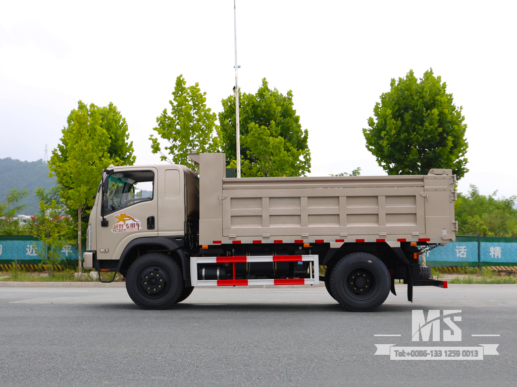 Dongfeng 10-тонный полноприводный светло-коричневый самосвал с плоским носом (170 л.с.) | Специальные экспортные грузовики 