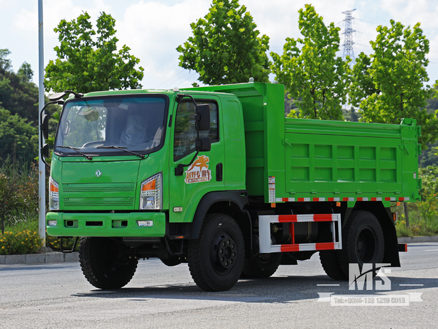 Dongfeng 10-тонный полноприводный светло-зеленый самосвал с плоским носом (170 л.с.) | Специальные экспортные грузовики 