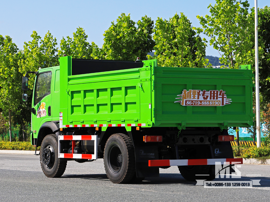 Dongfeng 10-тонный полноприводный светло-зеленый самосвал с плоским носом (170 л.с.) | Специальные экспортные грузовики 