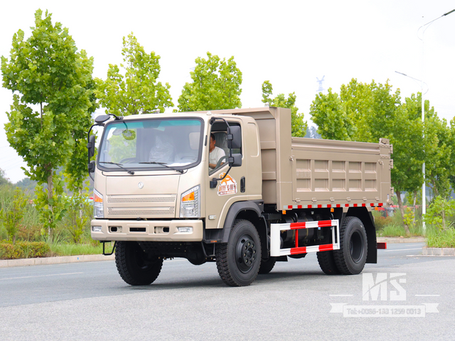 Dongfeng 10-тонный полноприводный светло-коричневый самосвал с плоским носом (170 л.с.) | Специальные экспортные грузовики 