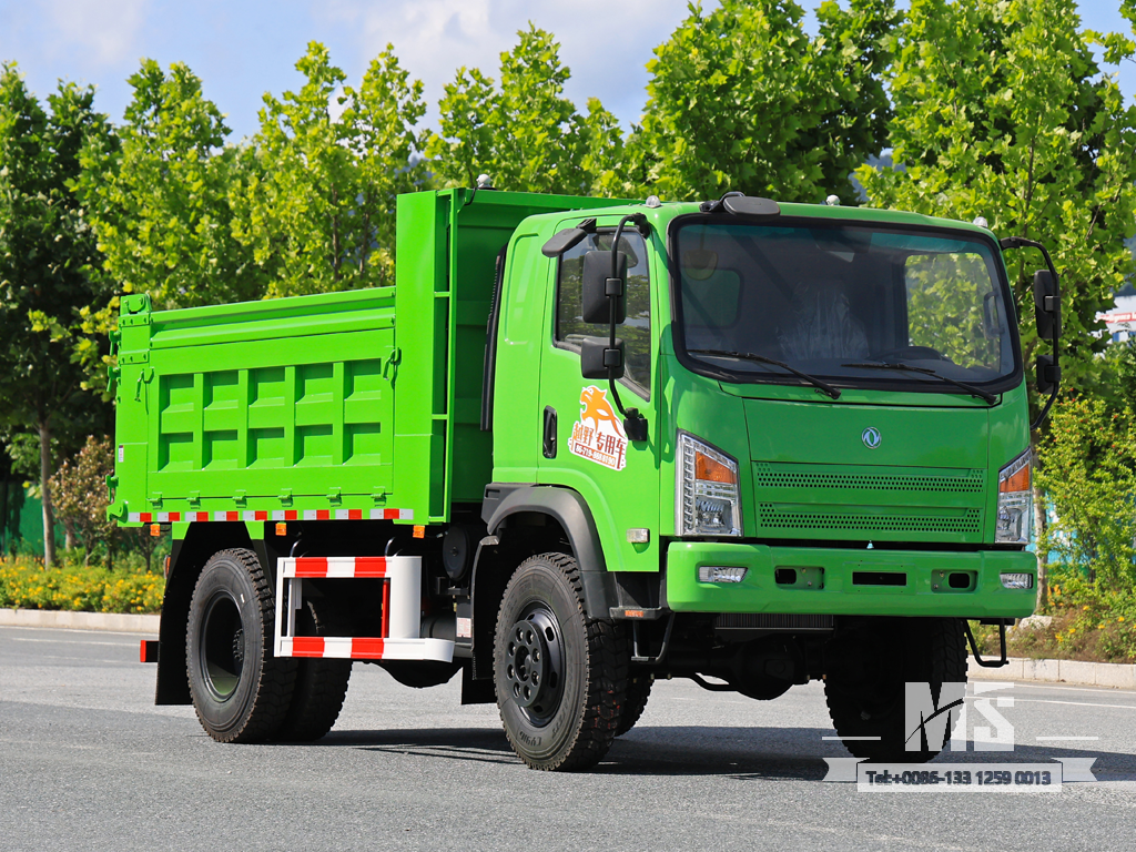 Dongfeng 10-тонный полноприводный светло-зеленый самосвал с плоским носом (170 л.с.) | Специальные экспортные грузовики 
